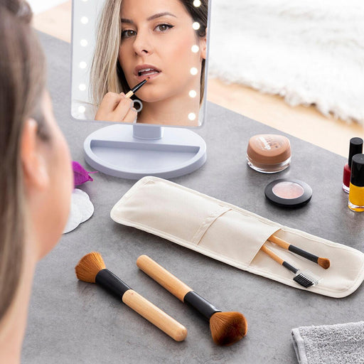 Set de Brochas de Maquillaje de Madera con Funda de Transporte Miset InnovaGoods 5 Piezas - Smart Shop online